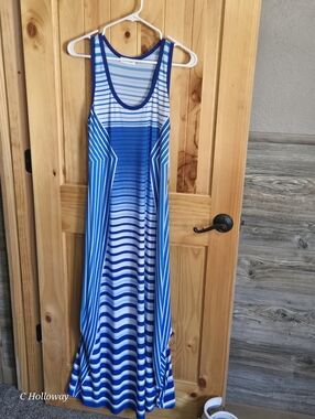 Calvin Klein Size 6 Women’s Blue Striped Maxi Dress
